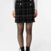 10219 Dewberry Plaid Tweed Women Mini Skirt-BLACK