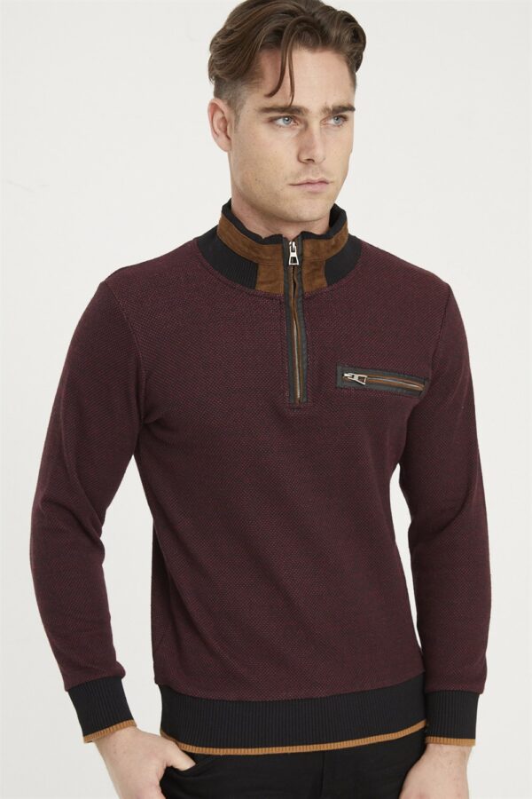 1039 DEWBERRY MENS SWEATSHIRT-BLACK-BURGUNDY