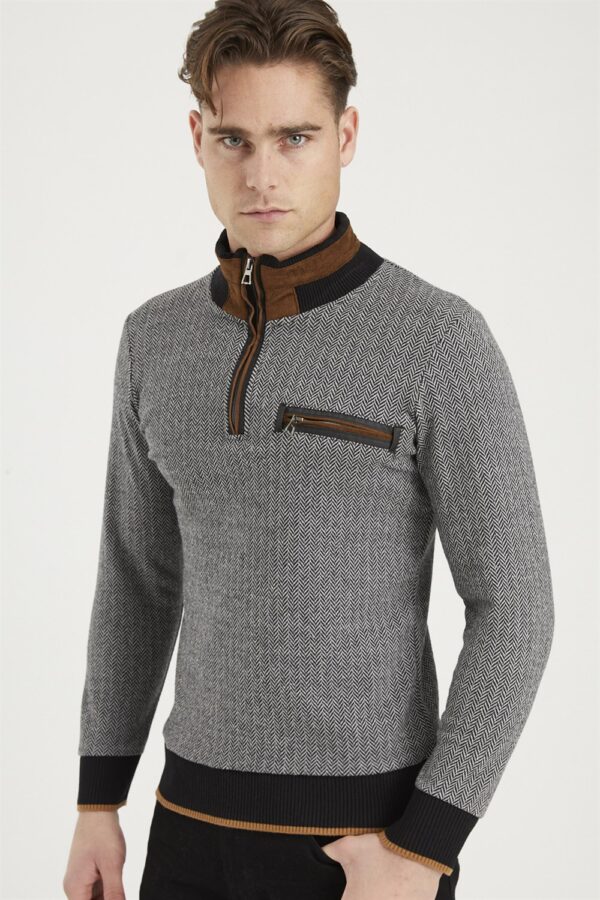 1039 DEWBERRY MEN'S SWEATSHIRT-PATTERNED BLACK
