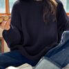 13242 Dewberry Oversize Women Sweater-NAVY