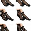 14223 Dewberry Patterned Tulle Women Socks 6 Pack-BLACK