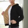14455 Dewberry Furry Hooded Mens Sports Slim Fit Cardigan-BLACK
