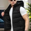 17736 Dewberry Removable Hooded Mens Vest-BLACK
