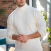 18701 Dewberry Turtleneck Mens Knitwear-EKRU
