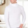 19295 Dewberry Turtleneck Mens Sweater-WHITE