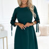 195-11 ALICE Trapezoidal dress with bows - BOTTLE GREEN