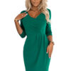 255-4 IRIS Dress with pleats and neckline - GREEN
