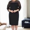 25846 Dewberry Zebra Pattern Flock Print Plus Size Dress-BLACK