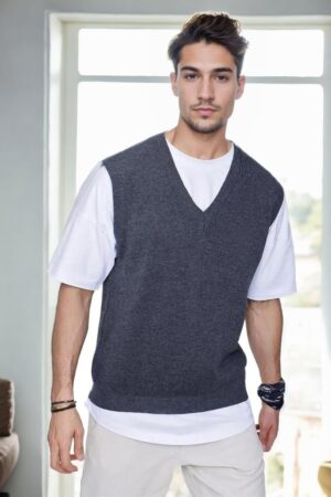 26088 Dewberry V-Neck Mens Sweater-ANTHRACITE