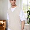 26088 Dewberry V-Neck Mens Sweater-BEIGE