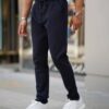 28229 Dewberry Elastic Lace Mens Jogger Pants-NAVY BLUE