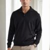 28296 Dewberry Polo Neck Mens Knit Sweater-BLACK