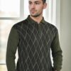 29477 Dewberry Zippered Polo Collar Mens Sweater-Khaki