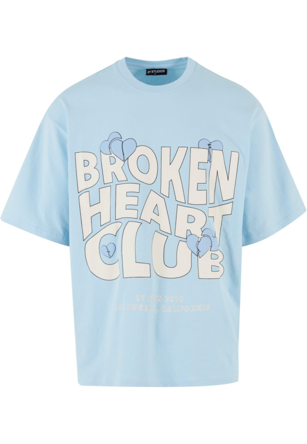 2Y Studios Póló 'Broken Heart Club'  krém / világoskék / fekete-Ár