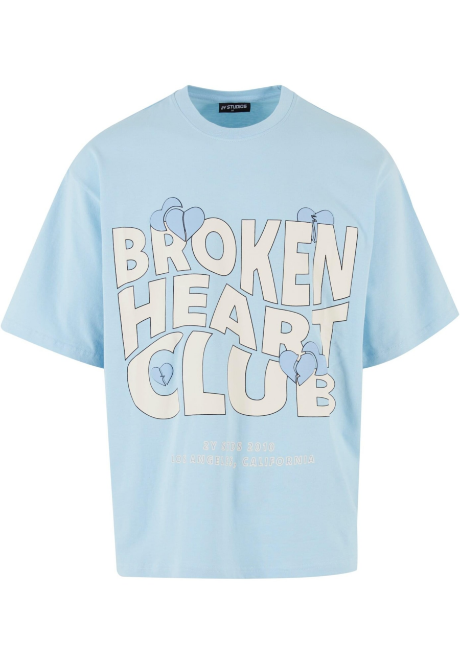 2Y Studios Póló 'Broken Heart Club'  krém / világoskék / fekete-Ár