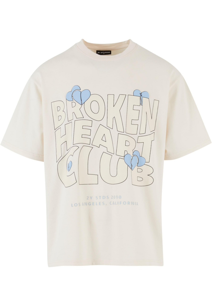 2Y Studios Póló 'Broken Heart Club'  világoskék / világoszöld / fekete / piszkosfehér-Ár