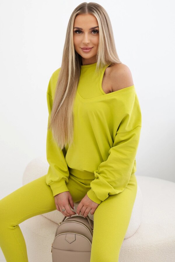 3-piece set Sweatshirt + top + leggings kiwi