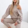 3-piece set sweatshirt + top + leggings dark beige