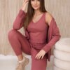 3-piece sweater set dark pink