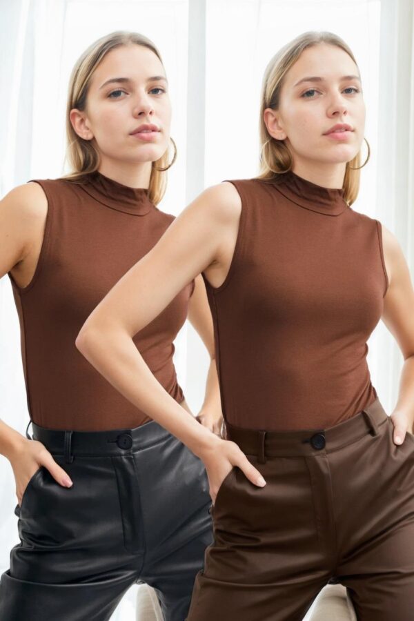32501 Dewberry 2-Piece Sleeveless Body Set-COFFEE