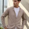 36916 Dewberry Double Breasted Collar Mens Cardigan-VİZON