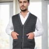 37376 Dewberry Houndstooth Patterned Mens Knit Vest-GREY