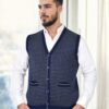 37376 Dewberry Houndstooth Patterned Mens Knit Vest-NAVY
