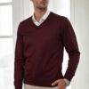38804 Dewberry Mens V Neck Knit Sweater-BORDEAUX