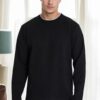 40222 Dewberry Double Crew Neck Mens Sweatshirt-BLACK
