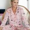 43103 Dewberry Buttoned Women Pyjama Set-PINK