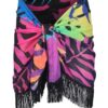 43272 Dewberry 43272 Dewberry Patterned Pareo with Tassels-BLACK-PINK