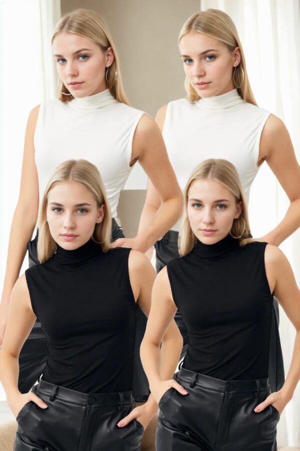 45246 Dewberry 4-Piece Sleeveless Body Set-BLACK-WHITE