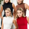 45246 Dewberry 4-Piece Sleeveless Body Set-BLACK-WHITE-BROWN-RED