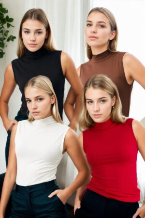 45246 Dewberry 4-Piece Sleeveless Body Set-BLACK-WHITE-BROWN-RED