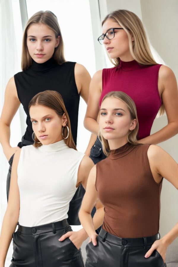 45246 Dewberry 4-Piece Sleeveless Body Set-BURGUNDY-WHITE-BLACK-BROWN