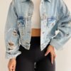 47145 Dewberry Womens Crop Jeans Jacket-BLUE