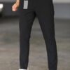 47676 Dewberry Italian Cut Elastic Fabric Mens Trousers-BLACK