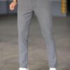 47676 Dewberry Italian Cut Elastic Fabric Mens Trousers-DARK GREY