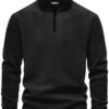 49143 Dewberry Half Zipper Stand Collar Mens Fleece-BLACK