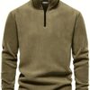 49143 Dewberry Half Zipper Stand Collar Mens Fleece-DARK BEIGE