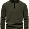 49143 Dewberry Half Zipper Stand Collar Mens Fleece-DARK KHAKI