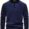 49143 Dewberry Half Zipper Stand Collar Mens Fleece-NAVY