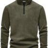 49143 Dewberry Half Zipper Stand Collar Mens Fleece-OPEN KHAKI