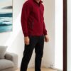 51357 Dewberry Plus Size Mens Tracksuit Set-BORDEAUX