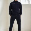 51357 Dewberry Plus Size Mens Tracksuit Set-NAVY BLUE