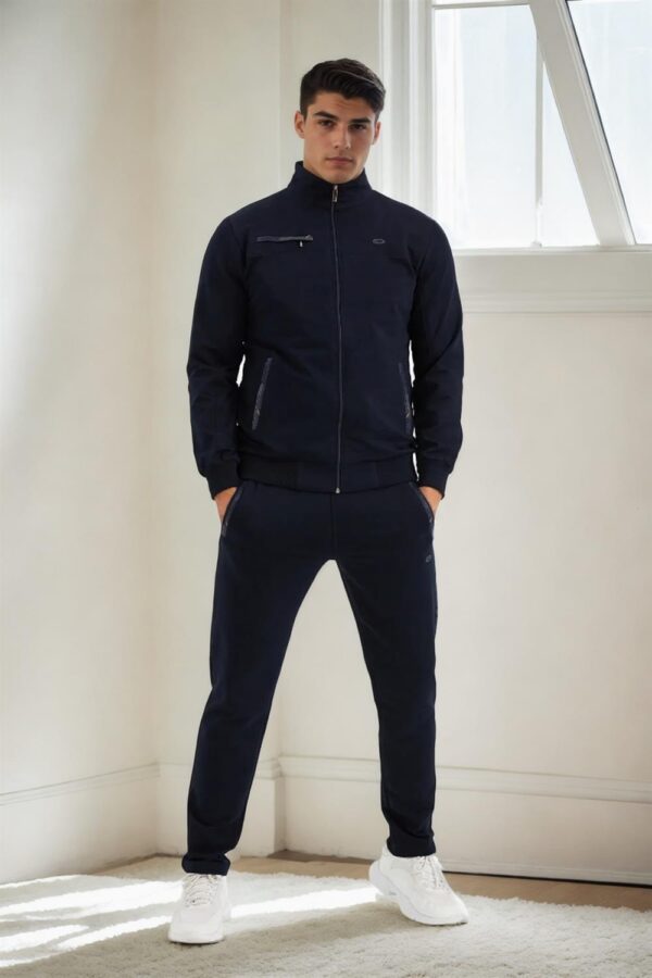 51357 Dewberry Plus Size Mens Tracksuit Set-NAVY BLUE