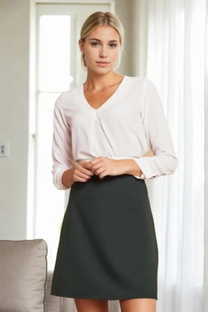 60086 Dewberry Knee Length Bell Skirt-GREEN