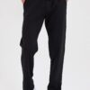 62819 Dewberry Straight Leg Back Pocket Detailed Sweatpants-BLACK