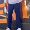 63521 Dewberry Elastic Waist Mens Baggy Pants-NAVY BLUE