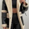 63808 Dewberry Faux Fur Detailed PU Jacket-BLACK